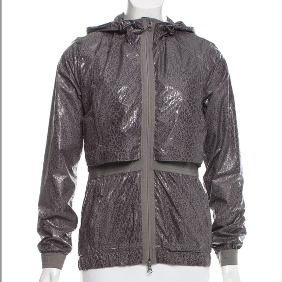 NWOT Stella McCartney -for Adidas Gray Leopard Print Windbreaker Size S - Picture 1 of 3